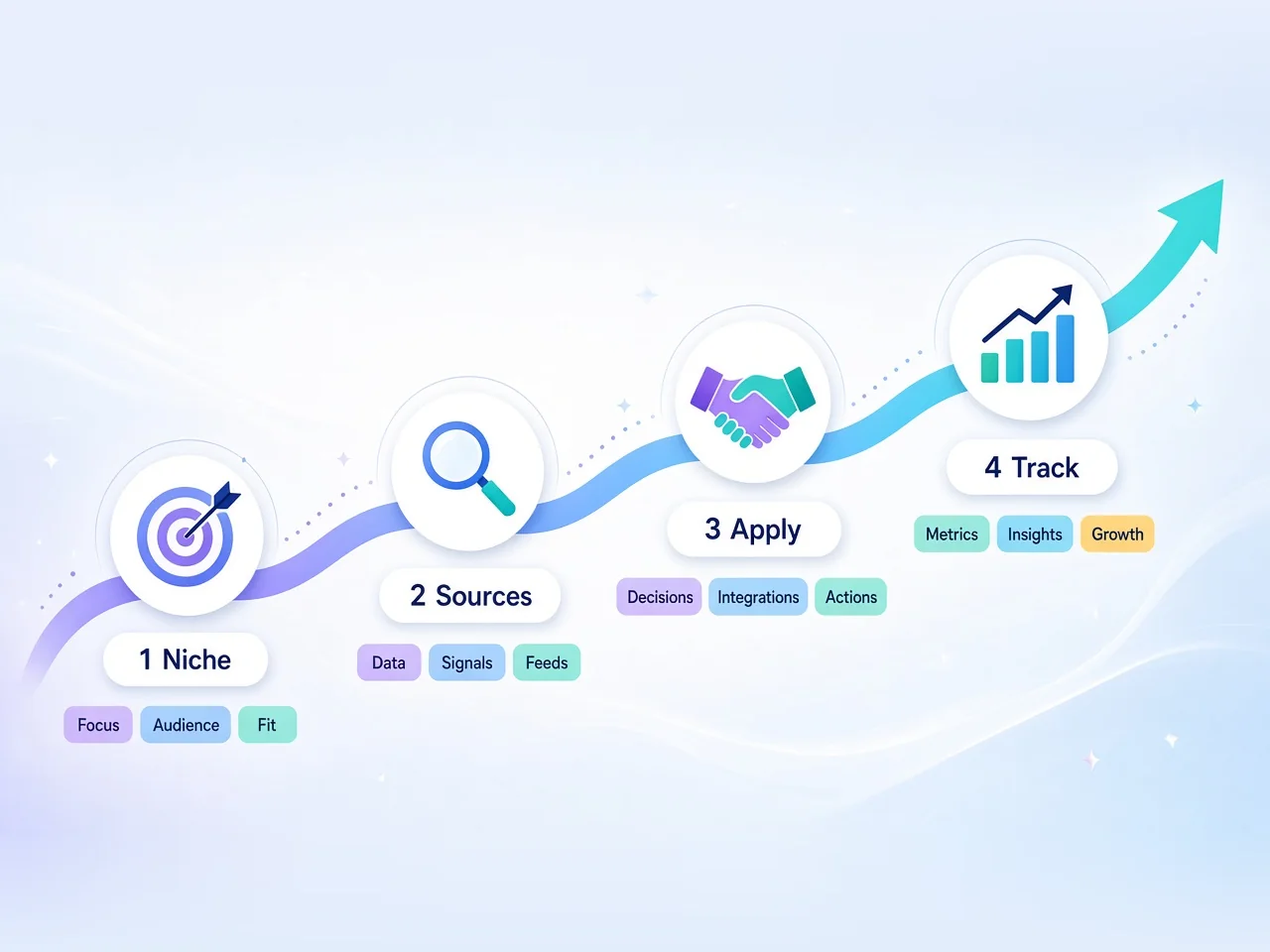 Ascending process: niche to sources to apply to track