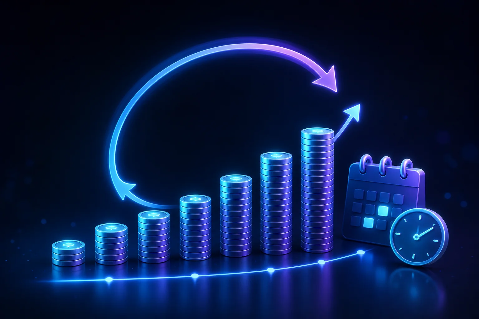 Illustration: recurring commission compounding month over month into a growing income stream